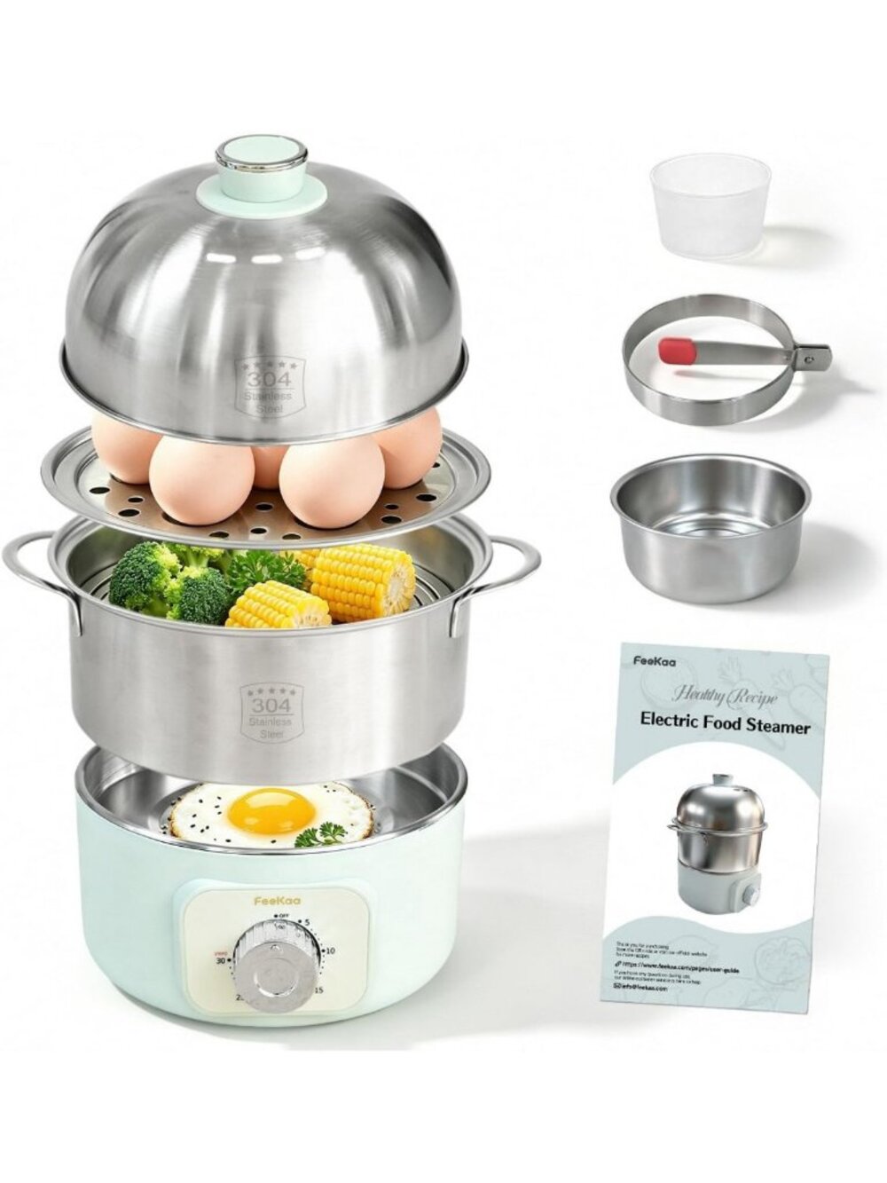 Electric Egg Cooker - Stainless Steel, 14 Egg Capacity, Fast & Easy Boiling